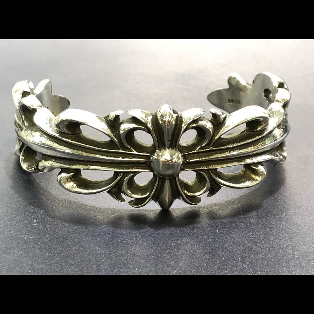 Double floral cross bangle by chrome hearts